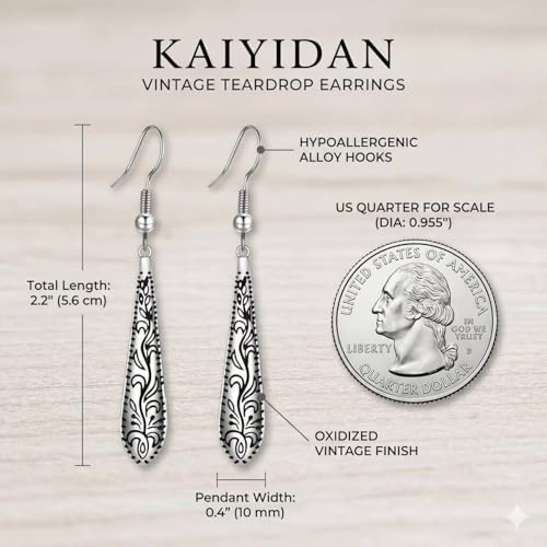 Silver Dangle Earrings For Women Trendy,Boho Cute Drop Western Earings,Vintage Gothic Ethnic Statement Beach Vacation Long Earrings with Leaf Teardrop Turquoise Crystal Tassels,Fashion Jewelry Birthday Gift. - color: A47) Engarved Flower Tie Shaped