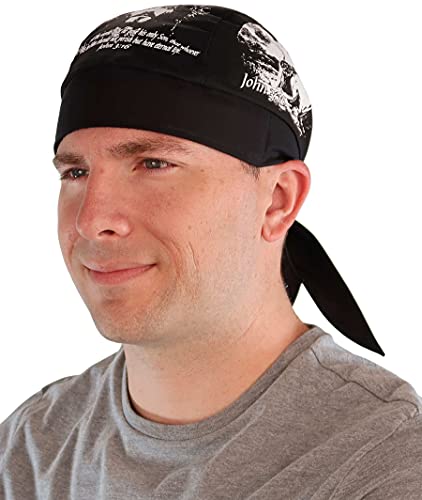 Sparkling EARTH - American Made Skull Caps Doo Rags Do Rag Durag Headwrap Head Wraps Skullies - Made in The USA! - color: John 3:16 Religious Faith Based American Made Skull Cap