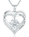 CDE Engraved Forever Love Heart Birthstone Necklace Jewelry Gifts for Women | Hypoallergenic,Nickel-Free & Lead-Free,3 x 3 mm 5A CZ Heart Pendant,Anniversary Christmas Birthday Gift for Girlfriend Wife - color: Birthstone-04-Apr, style: Rhodium Plated-Ste