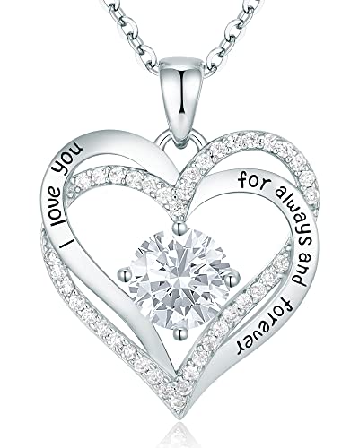 CDE Engraved Forever Love Heart Birthstone Necklace Jewelry Gifts for Women | Hypoallergenic,Nickel-Free & Lead-Free,3 x 3 mm 5A CZ Heart Pendant,Anniversary Christmas Birthday Gift for Girlfriend Wife - color: Birthstone-04-Apr, style: Rhodium Plated-Ste