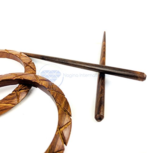 Hair Barrettes & Hair Clip (Wooden Shawl Pins) - (Brown Ring) - color: Brown Ring