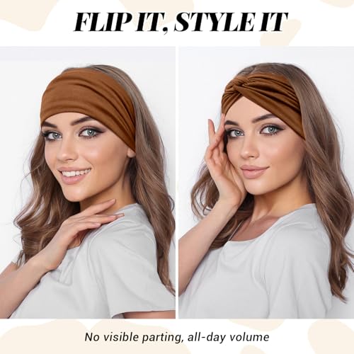 Headbands for Women's Hair, Wide Hair bands – 4 Pcs Vintage Turban Elastic Soft Head Wraps Knotted for Yoga & Workout – Summer Cute Fashion Hair Accessories（ Leopard ） - color: Black