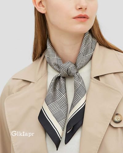 Satin Bandana Headscarf for Women Silky Hair Scarves for Fashion Lightweight - color: 22-black and White Stripe
