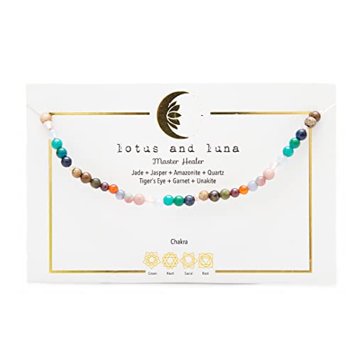 Lotus and Luna 7 Chakra Necklace for Women - Healing Crystal Necklace with Genuine Stones (Master Healer) to Bring Balance and Healing to Mind and Body - Handmade Jewelry Gift - style: Master Healer