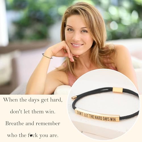 LINY Inspirational Gifts for Women Men, Dont Let The Hard Days Win Gifts, Motivational Inspirational Tube Bracelets Friendship Birthday Meaningful Gift for Friends Female - color: Dont Let-Tube Black+Gold