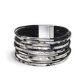 VIBILIA Boho Leather Wrap Bracelets for Women Men Multi-Layer Bracelets with Strong Clasp Western Jewelry - color: 10-Simple Style-Black