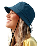 Water-Resistant Bucket Hat for Women Men Rain Hat UPF 50+ Boonie Sun Hat Foldable Summer Floppy Fishing Safari Hats - color: Deep Ocean Blue
