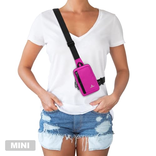 Peicees Small Crossbody Bag for Men Women Mini Sling Bag Travel Running Phone Daypack Cross Body Shoulder Bags, 2 Sizes, Mini Rose - color: Rose, size: Mini