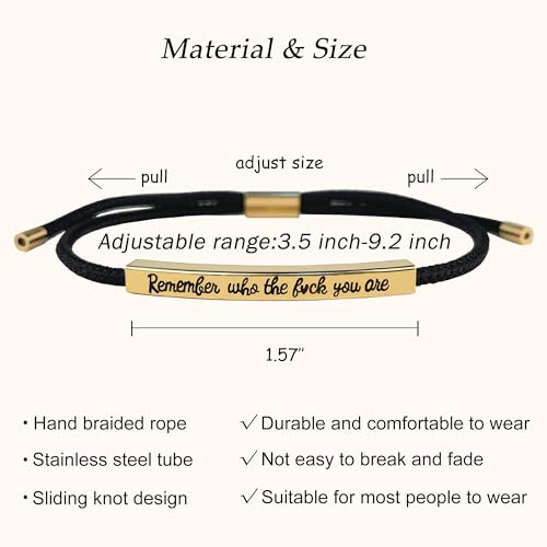 LINY Inspirational Gifts for Women Men, Dont Let The Hard Days Win Gifts, Motivational Inspirational Tube Bracelets Friendship Birthday Meaningful Gift for Friends Female - color: Remember Who-Tube Black+Gold