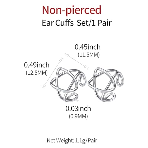 ChicSilver 925 Sterling Silver Ear Cuffs Non-Piercing Cartilage Earrings: Various Styles, Conch Cuffs (with Gift Box) - style: K: Star Cuff
