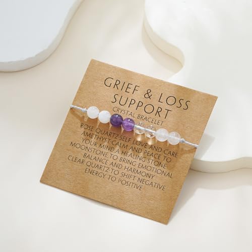 Empath Anxiety Calming Protection Bracelets Gifts for Her, Natural Healing Natural Stone Beaded Bracelet Healing Bracelets Jewelry for Women - color: Grief and Loss Support