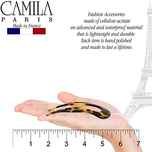 Camila Paris CP2469 French Twist Stick Clip Pins, Handmade, Tokyo, Girls Hair Pin U-Shaped Hair Fork for Girls Spiral Updo Chignon Bun Holder, Fashion Styling Hair Accessories for Women Made in France - color: 2-Prong Tokyo