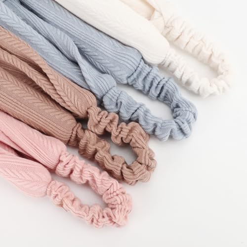 DRESHOW 8 Pack Headbands for Women Yoga Knotted Headbands Elastic Criss Cross Hair Accessories Sports Head Wrap Non Slip - color: 8 Pack: Wheat Patterned a