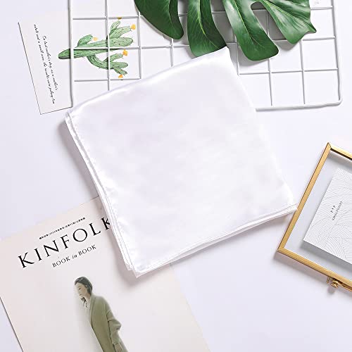 vabovin Satin Head Scarf for Women Solid Color, 35×35 in | Silk Feel Neckerchief, Hair Scarf, Fashion Bandana, Headscarf, Headband, Hair Wrap Sleeping, Daily Fashion Styling - color: 210 White