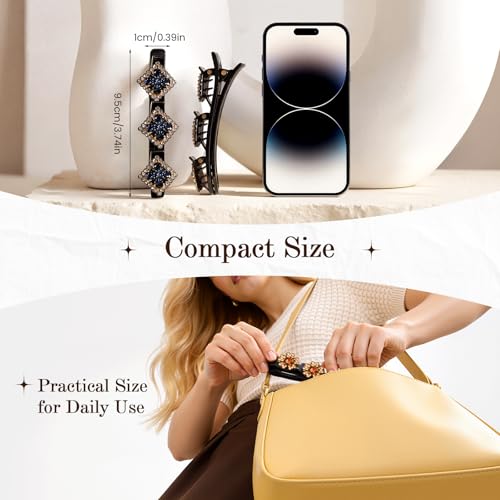 Sparkling Crystal Stone Braided Hair Clips, 2026 New Rhinestone Hair Clips Hair Braid Clips, Girls/Women Hair Accessories for Styling Sectioning (22#) - color: 22#