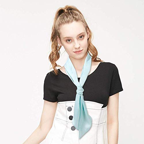 GERINLY Solid Color Long Neckerchief Pure Skinny Scarf Necktie for 50's Costume Party Wedding Cosplay Accessory Headband - color: Greenblue