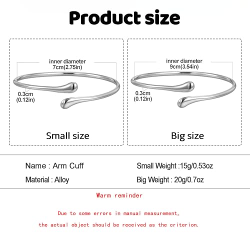 Arm Cuff Bracelet for Women Silver Upper Arm Cuffs Bracelet Water Droplet Shaped Bangles Minimalist Style Fashion Mermaid Costume Jewelry Party Accessory - style: Big Silver Style