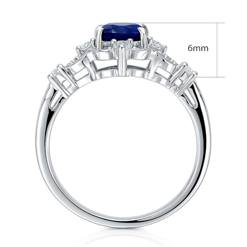 BERRICLE Sterling Silver CZ Halo Wedding Engagement Rings for Women, Oval Cut Cubic Zirconia, 1-3 Piece Sets, Pink/Blue/Clear - style: Halo, Sapphire
