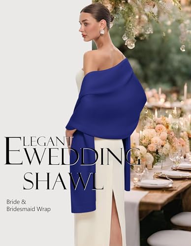 PULI Women's Pashmina Shawl Wraps for Evening Dress Large Scarf Blanket Long Wedding Bridal Winter Warm Shoulder Wrap - color: Klein Blue