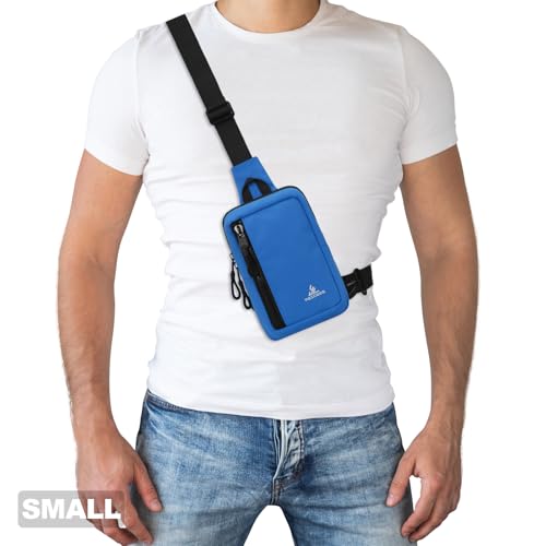 Peicees Small Crossbody Bag for Men Women Mini Sling Bag Travel Running Phone Daypack Cross Body Shoulder Bags, 2 Sizes, Small Navy Blue - color: Navy Blue, size: Small