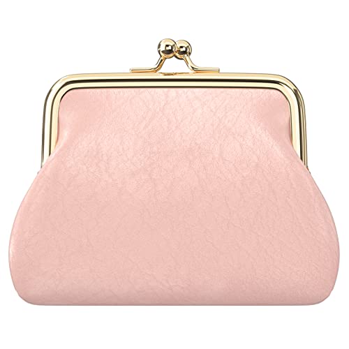 Coin Purse, Small PU Leather Change Purse, Coin Wallet with Clasp, Car Change Holder Pouch for Woman Men Kids Girls, Pink - color: Pink