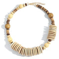 COLORFUL BLING Natural Chunky Wooden Beads Statement Necklace Boho African Tribal Collar Choker Bib Necklace Hippie Vacation Jewelry for Unisex Men Women - color: mix big