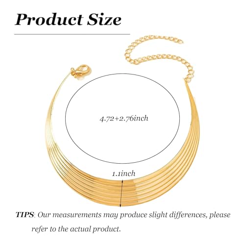 Chunky Chain Necklaces Women Statement Collar Necklace Gold Flat Snake Chain Choker Ribbed Design for Party, Dress Jewelry Gifts - color: A11