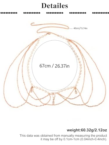 MODRSA Silver Gold Belt Chain Belt for Women Fashion Plus Size Pearl Waist Chains Metal Layered Gold Belts Chains no Tarnish Trendy Pirate Belly Belts for Women Dress Sun Moon Star Waist Jewelry - color: A1- Pearl - gold