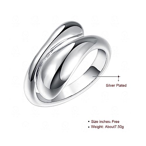 Handmade Rings 925 Sterling Silver Statement Rings Adjustable Chunky Stacking Band Ring for Women - color: Pattern 1