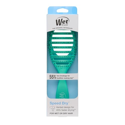 Wet Brush Speed Dry Hair Brush, Amazon Exclusive Aqua, Vented Design & Soft HeatFlex Bristles, Blow Dry Safe, Ergonomic Handle Manages Tangles & Uncontrollable Strands, Pain-Free Hair Accessories - color: Amazon Aqua, size: 1 Count (Pack of 1)