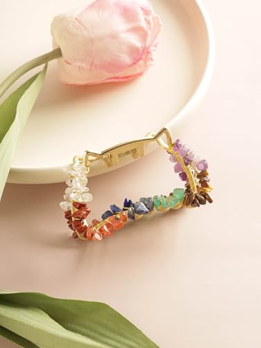 MINACHI Boho Hair Claw with Mixed Colorful Stone Chips, Handmade Gold Tone Hair Clip for Women - color: Hair Claws AIR.002
