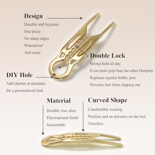 3 Pcs French Hair Pins for Women, 2.36" Small Elegant & Durable Metal U Shaped Hairpins for Thick or Thin Hair and Hairstyles, Secure Hold All Day, Comfortable Fit | Ideal Gifts for Women - size: Small