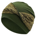 Women Knot Slouchy Beanie Chemo Hat Twist Stretch Cancer Head Wraps Sleep Head Scarf - color: Army Green