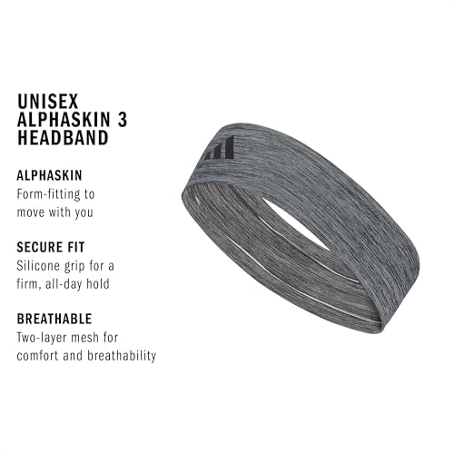 adidas Alphaskin Tie Headband - color: 3/Plus/Heather Grey/Black
