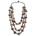 Happyyami 3- Layered Statement Necklace Womens Bohemia Choker Necklaces Multicolor Fashion Wood Bead Necklace
