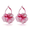 Gold Flower Statement Earrings for Women Boho Trendy Hoop Earrings Floral Dangle Petal Earring Prom Wedding Jewelry Gifts - color: A5:hot pink