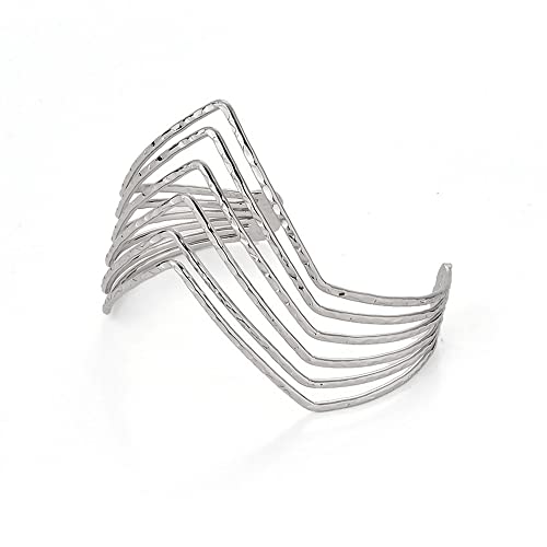 Caiyao Boho Upper Arm Bracelet Cuff Bangle Gold Silver Geometric Cuff Bracelets Mental Open Upper Arm Bangle Bracelet Adjustable Armband Jewelry for Women - style: Triangle Silver