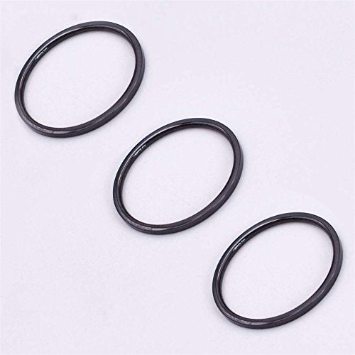 3pcs 1mm Stainless Steel Plain Band Knuckle Stacking Midi Rings for Women Comfort Fit - color: 3pcs Black (Flat)