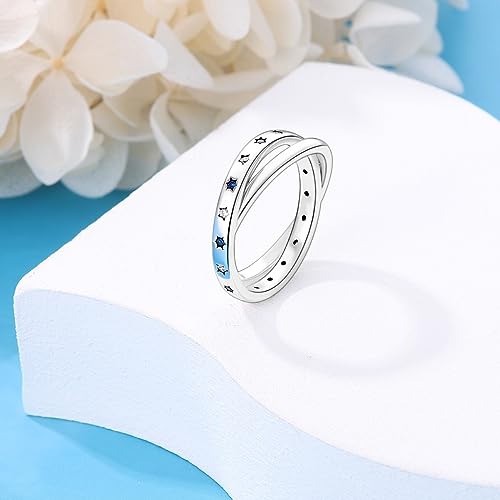 KUNSIR 925 Sterling Silver Rings Classic Cubic Zirconia Eternity Promise Statement Anniversary Wedding Bands Engagement Rings for Women Infinity Forever Love Ring Size 7-9 - style: Star Ring