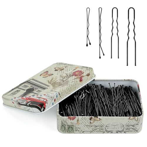 MAORULU Hair Bobby Pins with Cute Case, 250 CT Hair Pins for Buns, Premium U Hair Accessories for Women, Girls and Kids, Great for All Hair Types (Variety U & Bobby Pins Black) - color: Variety U & Bobby Pins Black