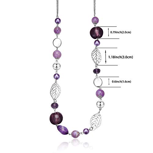 PEARL&CLUB Long Beaded Necklaces For Women - Sweater Chain Fashion Jewelry Necklace Gifts For Women - color: 24-Purple