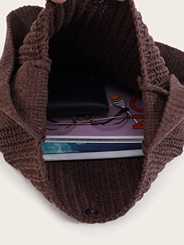 ENBEI Women's Crochet Tote Bag Knit Shoulder bag,Aesthetic Bag,Cute Eco-Friendly Tote for Travel,Daily Use,Gift Box Packaging - color: Brown