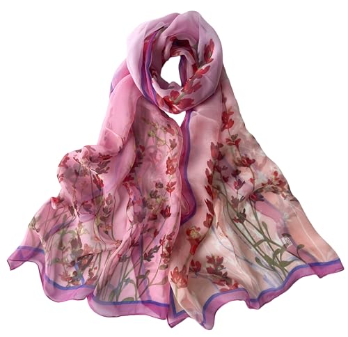 MINIDORA Lightweight Scarves for Women Elegant Floral Pattern Scarf Shawls Sunscreen Head Shawls - color: Style 92-pink