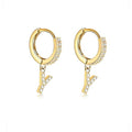 14K Gold Plated Cubic Zirconia Initial Earrings Delicate Small Hoop Earrings Hypoallergenic Letter Earrings for Women - style: Y