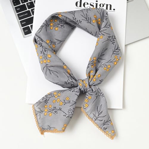 Cotton Bandana,Large Bandanas for Women,Head Coverings for Women,Head Scarf Handkerchief, Square Headband 27" x 27" - color: 27-18-daisy-grey