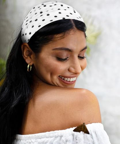 Huachi 4 Packs Polka Dot Headbands for Women Wide Stylish Head Wraps Thick Hairbands Large African Sport Yoga Turban Headband Hair Accessories - color: Polka Dot