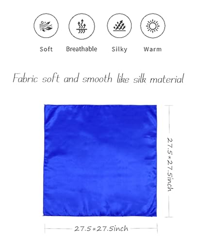 Hioyiwse Satin Square Scarf for Women Solid Color Emulation Silk Handkerchief Hair Ribbon Headband Handbag Purse - color: D6-blue(23.6*23.6inch)