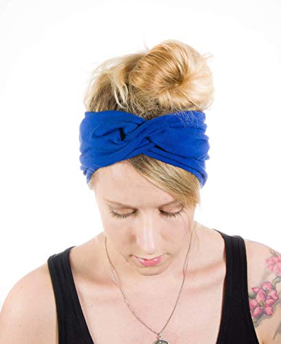 Twist Headband Extra Wide Scrunch Turban (Royal Blue) - color: Royal Blue