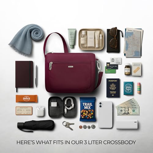 Travelon Anti-Theft Classic Small East/West Crossbody - color: Burgundy