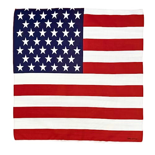 Gift Packaging Bandana for Men Women - 100% Cotton, Paisley, 22x22 In, 1 Pack - Large Bandanna Handkerchief Cowboy Hanky - color: Red White and Blue